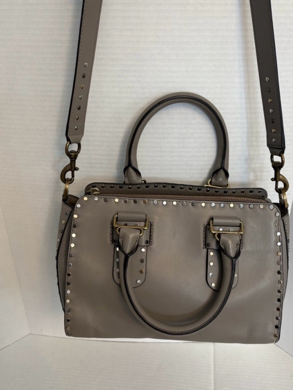 Rebecca Minkoff Gray Studded Satchel with Removable Strap